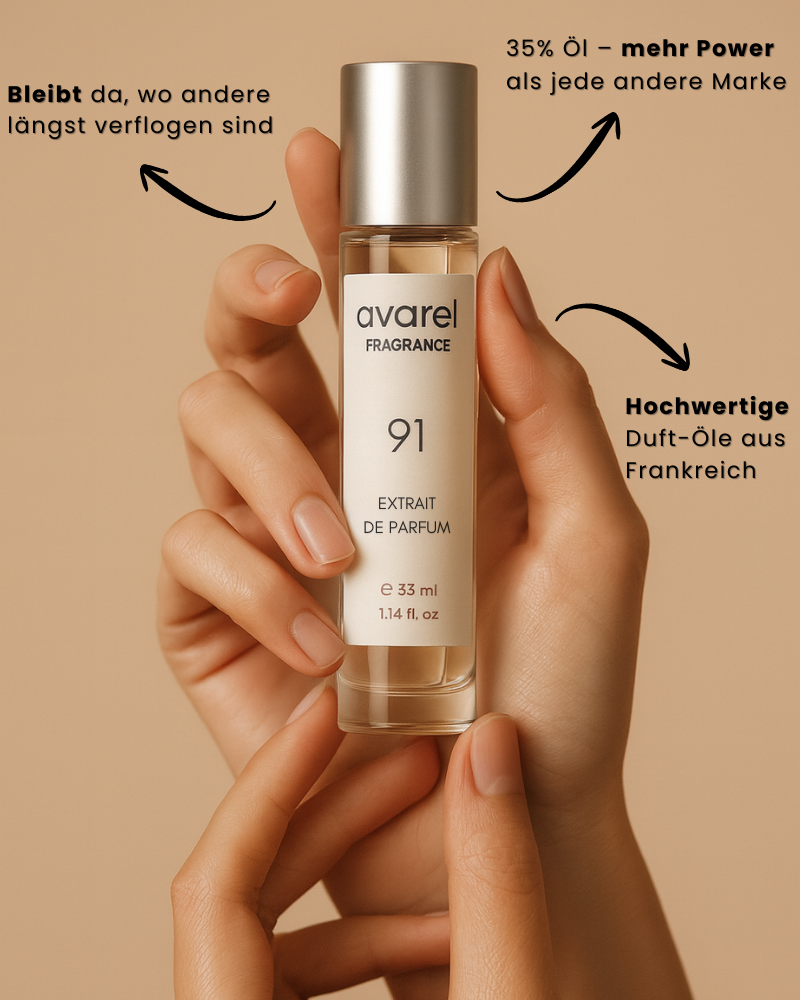 Avarel Duftflakon in der Hand